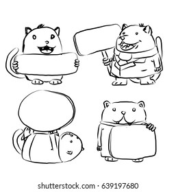 cartoon cat set illustration, vector.