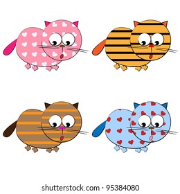 cartoon cat set. isolated kitty pet