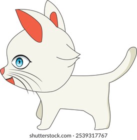 Cartoon cat side view smiling vector kitten illustration 