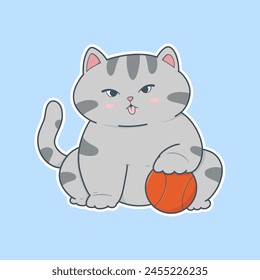 cartoon cat is sitting on the ground with a basketball