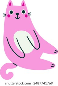 Cartoon Cat Sitting Vector Illustration