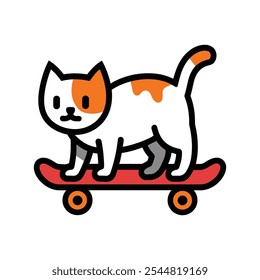 Cartoon Cat Skateboarding Vector Illustration