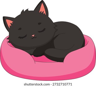Cartoon Katze schlafen auf Haustier Bad Kawaii Tiervektor
