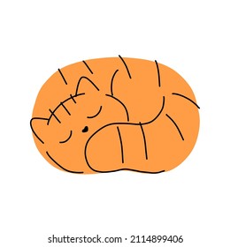 Cartoon cat.  Sleeping pet. Kitty in simple cute style. Vector illustration.