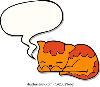 Cartoon Katze schlafen mit Sprechblase-Aufkleber