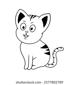 A cartoon cat with a smile is perfect for coloring books, stickers, digital artwork, or tattoo designs. The expressive cat captures a lively personality cat lovers will adore.