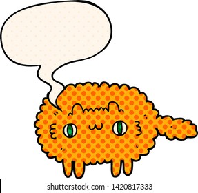 cartoon cat with speech bubble in comic book style