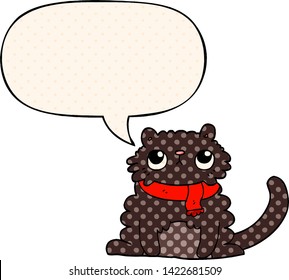 cartoon cat with speech bubble in comic book style