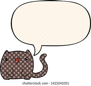 gato de dibujos animados con burbuja de habla en el estilo de un libro de historietas
