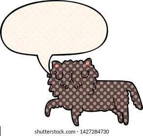 cartoon cat with speech bubble in comic book style