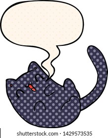 cartoon cat with speech bubble in comic book style