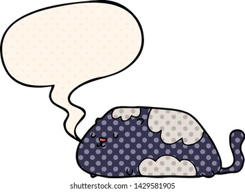 cartoon cat with speech bubble in comic book style