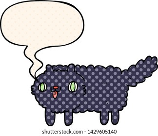 cartoon cat with speech bubble in comic book style