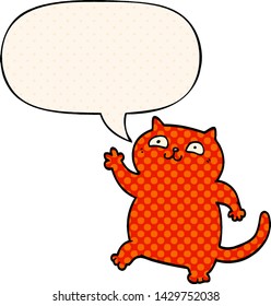 Cartoon-Katze mit Sprachblase im Comicstil