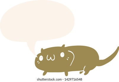 gato de dibujos animados con burbuja de habla en estilo retro