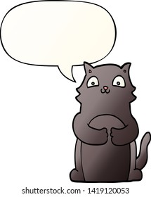 cartoon cat with speech bubble in smooth gradient style