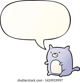 cartoon cat with speech bubble in smooth gradient style