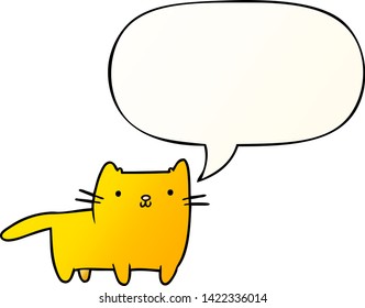 cartoon cat with speech bubble in smooth gradient style