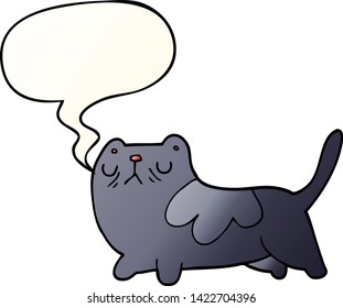 cartoon cat with speech bubble in smooth gradient style