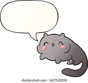 cartoon cat with speech bubble in smooth gradient style
