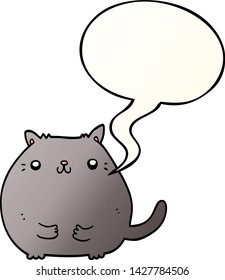 cartoon cat with speech bubble in smooth gradient style