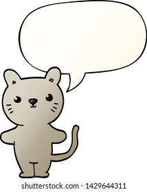 cartoon cat with speech bubble in smooth gradient style