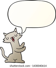cartoon cat with speech bubble in smooth gradient style