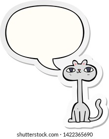gatito de dibujos animados con pegatina de burbuja de habla