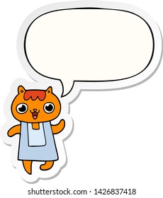 cartoon cat with speech bubble sticker