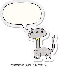 cartoon cat with speech bubble sticker