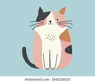 Cartoon Cat with Spots and a Playful Pose for a Cute and Whimsical Pet Theme Illustration. Vector illustration