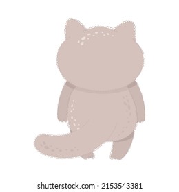 Cartoon cat stands with its back forward. Vector illustration of a cute animal. Cute little illustration of kitten for kids, baby book, fairy tales, covers, baby shower invitation, textile t-shirt.
