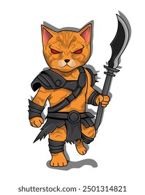 A cartoon cat with a sword and shield