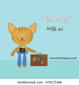 cartoon cat symbol for travel agencies and firms