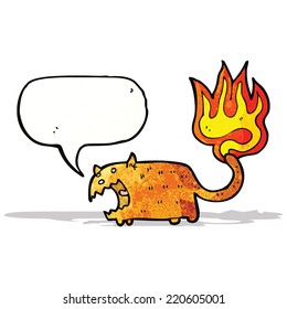 cartoon cat with tail on fire