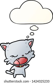 Cartoon Katze spricht mit Gedankenblase im Stil von glattem Farbverlauf
