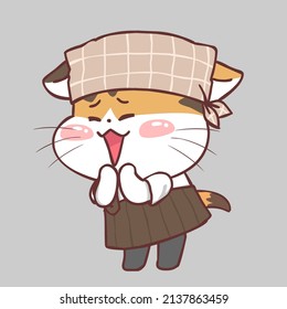 el tema del gato de dibujos animados café set lindo