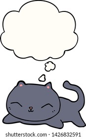 cartoon cat with thought bubble