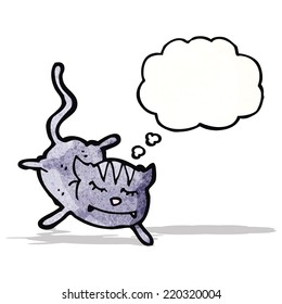 gato de dibujos animados con burbuja de pensamientos