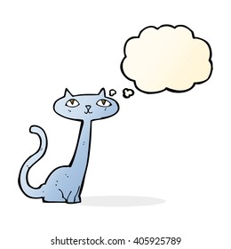 cartoon cat with thought bubble