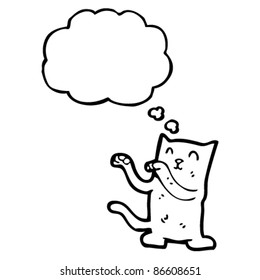 gato de dibujos animados con burbuja de pensamientos