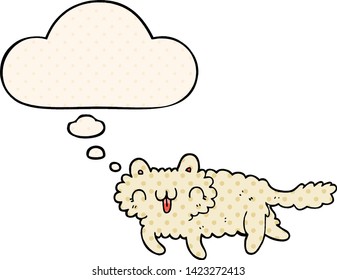 cartoon cat with thought bubble in comic book style