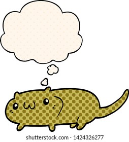 cartoon cat with thought bubble in comic book style