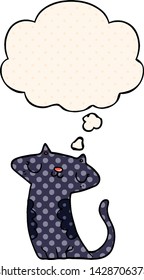 cartoon cat with thought bubble in comic book style