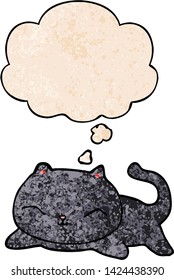 gatito de dibujos animados con burbuja de ideas al estilo de textura gruesa
