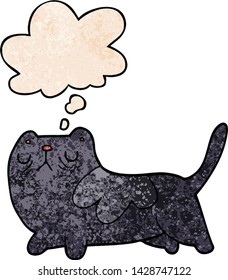 gato desenho animado com bolha de pensamento no estilo de textura grunge