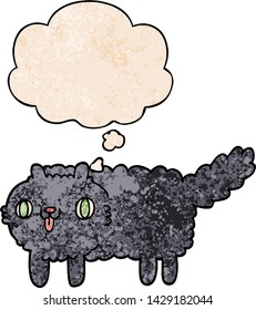 gatito de dibujos animados con burbuja de ideas al estilo de textura gruesa