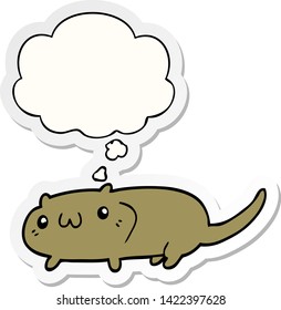 gato de dibujos animados con burbuja de pensamiento como pegatina impresa