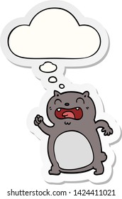cartoon cat with thought bubble as a printed sticker