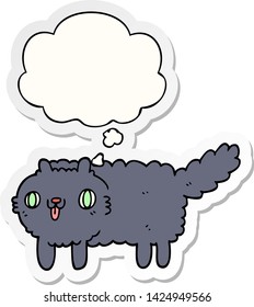 cartoon cat with thought bubble as a printed sticker